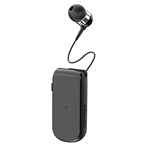 MoreChioce Bluetooth 5.0 Kopfhörer, Einziehbarer Drahtloser Bluetooth Ohrhörer Freisprecheinrichtung Lavalier Auto Kopfhörer 10m Einzel Headset für Fahren Geschäftsräumen zu Hause,Schwarz K50 von MoreChioce