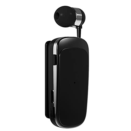 MoreChioce Bluetooth 5.0 Kopfhörer, Einziehbarer Drahtloser Bluetooth Ohrhörer Freisprecheinrichtung Lavalier Auto Kopfhörer 10m Einzel Headset für Fahren Geschäftsräumen zu Hause,Schwarz K52 von MoreChioce