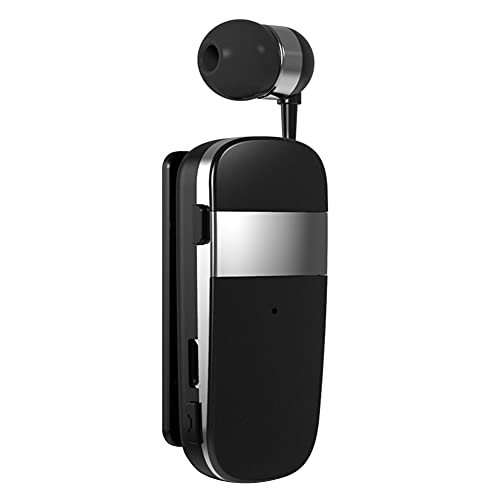 MoreChioce Bluetooth 5.0 Kopfhörer, Einziehbarer Drahtloser Bluetooth Ohrhörer Freisprecheinrichtung Lavalier Auto Kopfhörer 10m Einzel Headset für Fahren Geschäftsräumen zu Hause,Schwarz K53 von MoreChioce