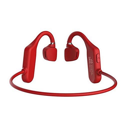 MoreChioce Bluetooth Knochenleitung Kopfhörer, Bluetooth 5.0 Headset Stereo Knochenleitkopfhörer Wasserdichter kabelloser Kopfhörer Knochenschall Kopfhörer für Sport Radfahren Running Gym,Rot von MoreChioce
