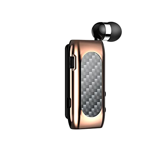 MoreChioce Bluetooth Kopfhörer In Ear, Bluetooth 5.2 Earbud 32mm Einziehbarer Sport Ohrhörer kabelloses Headset mit Mikrofon Geräuschunterdrückung Clip für Heim Büro Arbeit Unterwegs,Gold von MoreChioce