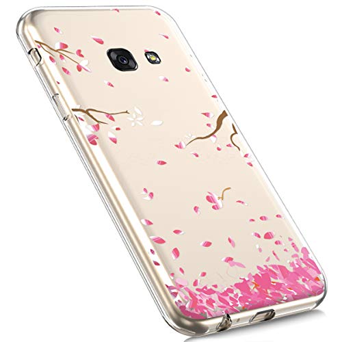 MoreChioce kompatibel mit Galaxy A5 2017 Hülle,kompatibel mit Galaxy A5 2017 Hülle Silikon Transparent, Cute Cartoon Weich Durchsichtig Handyhülle TPU Flexible Bumper [Rosa Kirschblüte] EINWEG von MoreChioce