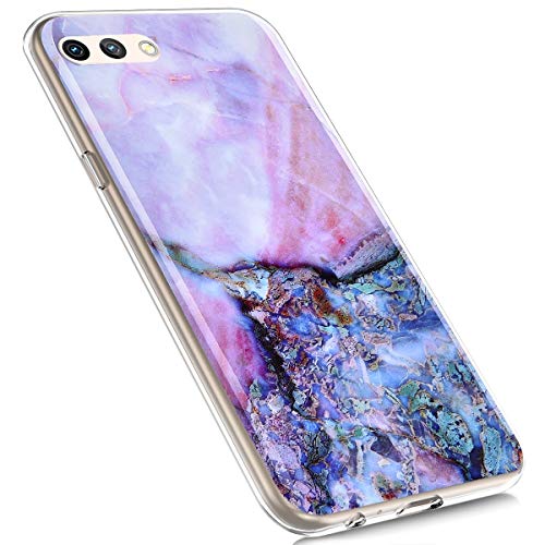 MoreChioce kompatibel mit Huawei Honor 10 Hülle, Huawei Honor 10 Hülle Marmor,Bunt Lila Bernstein Modisch Marble Transparent Handyhülle Flexible Gel Rundumschutz Silikonhülle Anti-Fingerprint Bumper von MoreChioce