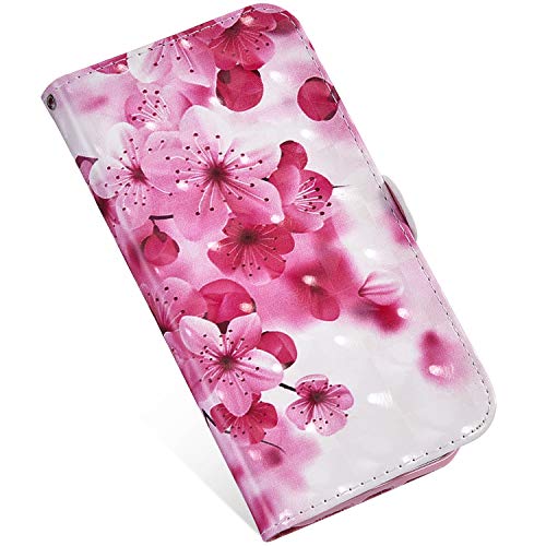 MoreChioce kompatibel mit Huawei P20 Lite Hülle, Huawei P20 Lite Hülle 3D Glitzer,Kreativ Rote Blume Glanz Diamant Klapphülle Stand Flip Case Ledertasche Handyhülle Schutz Wallet Magnetische von MoreChioce