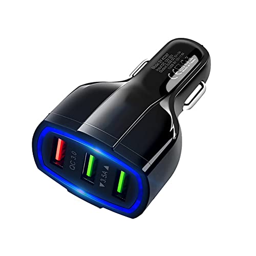 PD QC3.0 Auto Ladegerät,MoreChioce 35W 3.5A USB Autoladegerät 3 Ports Autoladegerät 7000 mA Mini Kfz Ladegerät Schnellladung Zigarettenanzünder Verteiler Adapter,Schwarz von MoreChioce