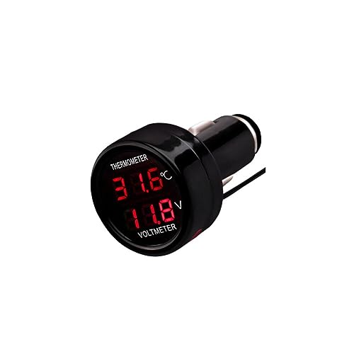 USB Auto Ladegerät Zigarettenanzünder Adapter, MoreChioce Dual-USB Mini Kfz Ladegerät Adapter Auto Voltmeter Schnellladegerät Temperaturanzeige für Phone 13 12 11 Pro Max Galaxy S21,Rot von MoreChioce