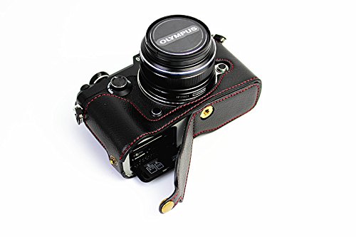Bodenöffnung Version Schutz Original Echtes Leder Halb Kamera-Kasten-Beutel-Abdeckung mit Stativ-Design für Olympus Pen-F-Kamera mit Original Echtes Leder Handschlaufe Schwarz Bodenöffnung Version Schutz Original Echtes Leder Halb Kamera-Kasten-Beutel-Abdeckung mit Stativ-Design für Olympus Pen-F-Kamera mit Original Echtes Leder Handschlaufe Schwarz von MoreGift4U