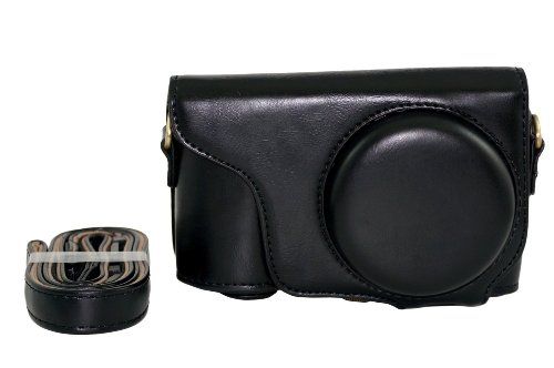 Schutz-PU-Leder Kamera Tasche für Samsung Galaxy Camera 2 EK-GC200 GC200 mit Gurt und Screen Protector - Schwarz von MoreGift4U