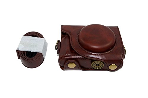 Schutz-PU-Leder Kamera Tasche mit Stativ-Design-kompatibel für Canon Powershot G9 X (2015 Modell) G9x mit Schulter Neck Strap Gürtel Dunkelbraun von MoreGift4U