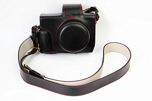 Voller Schutz Bodenöffnung Version Schutz-PU-Leder Kamera Tasche mit Stativ-Design-kompatibel für Olympus OM-D E-M10 Mark 2 EM10 Mark II mit 14-42mm F3.5-5.6 EZ-Objektiv mit Schulter-Ansatz-Bügel-Gurt-Schwarz von MoreGift4U