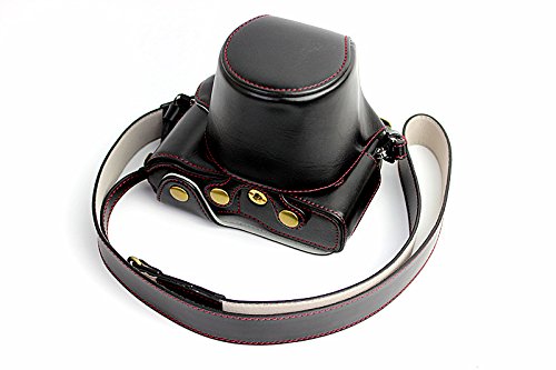 Voller Schutz Bodenöffnung Version Schutz-PU-Leder Kamera Tasche mit Stativ-Design-kompatibel für Olympus Pen-F mit Schulter-Ansatz-Bügel-Gurt von MoreGift4U