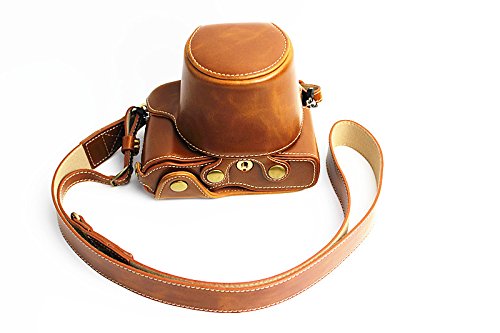 Voller Schutz Bodenöffnung Version Schutz-PU-Leder Kamera Tasche mit Stativ-Design-kompatibel für Olympus Pen-F mit Schulter-Ansatz-Bügel-Gurt von MoreGift4U