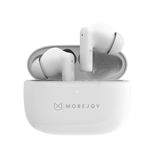 MoreJoy MJ111Bluetooth Kopfhörer, Kabellose Earbuds CSC 3.0 Self Learning ENC Geräuschisolierung, Kristallklares Klangprofil, 22 Stunden Akku, IPX4 Wasserschutz, Aufladen mit USB-C, weiß von MoreJoy