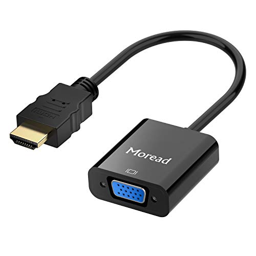 Moread Gold-Plated HDMI to VGA Adapter (Male to Female) for Computer, Desktop, Laptop, PC, Monitor, Projector, HDTV, Chromebook, Raspberry Pi, Roku, Xbox and More - Black von Moread
