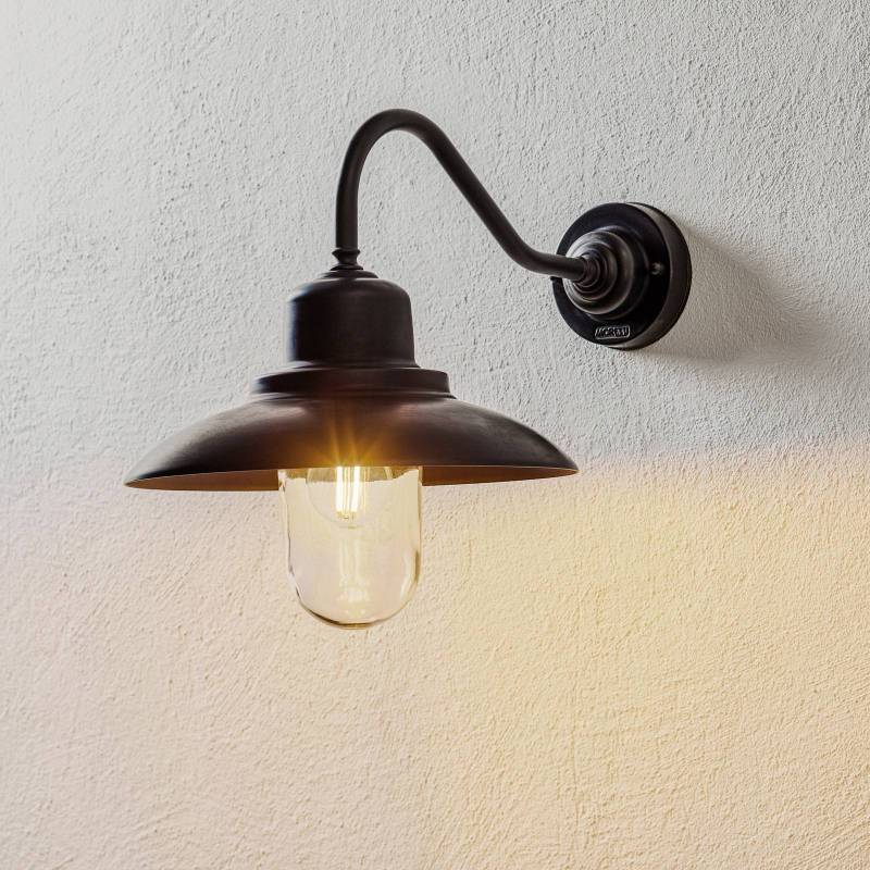 Außenwandlampe Patio, Messing brüniert, gebogen von Moretti Luce