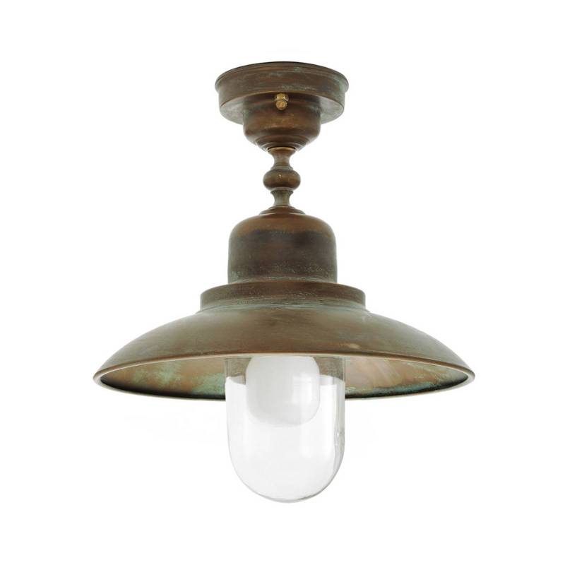 Außen-Deckenleuchte Turino, IP44, Messing, Glas, Ø 30 cm von Moretti Luce