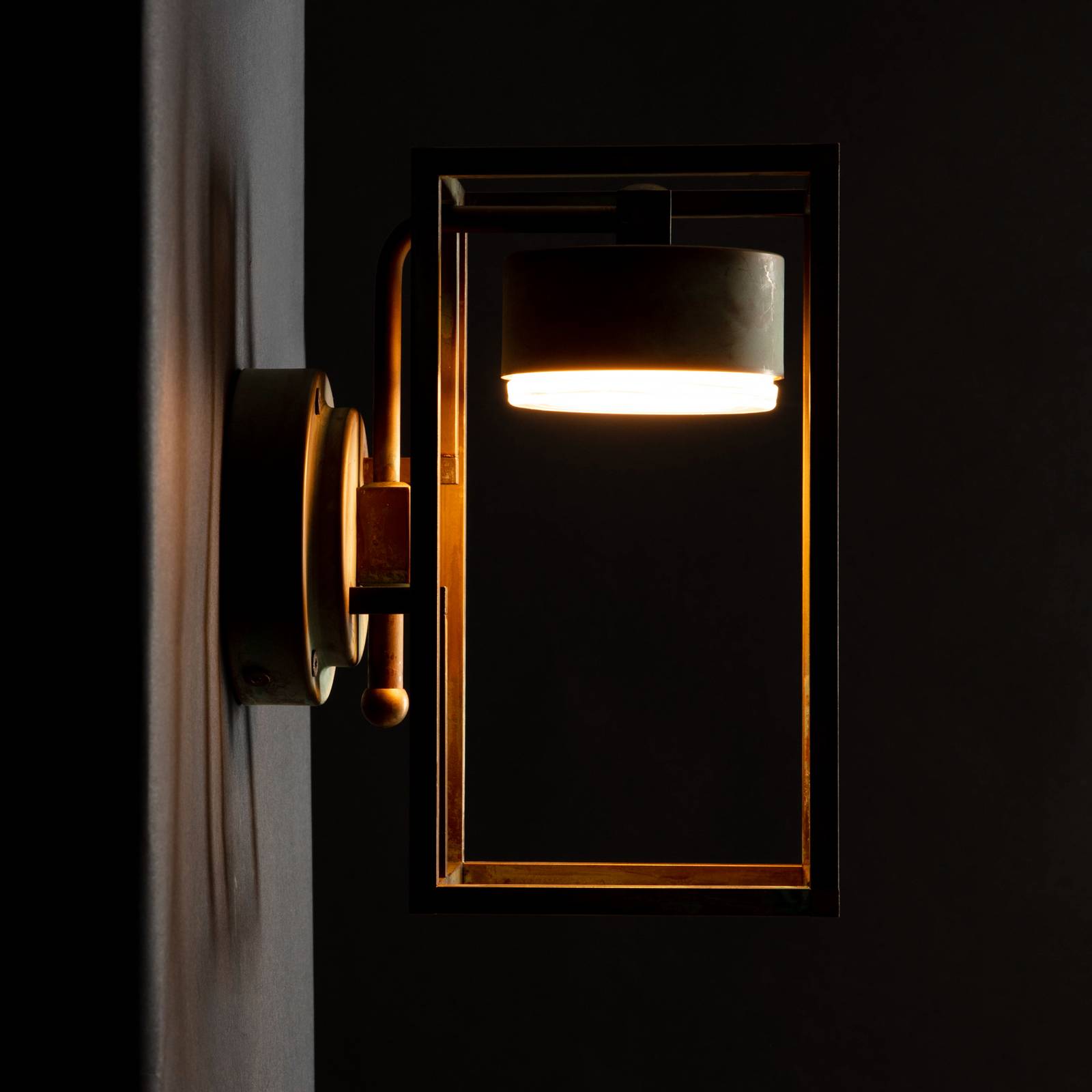 LED-Außenwandlampe Cubic 3372 messing antik/opal von Moretti Luce