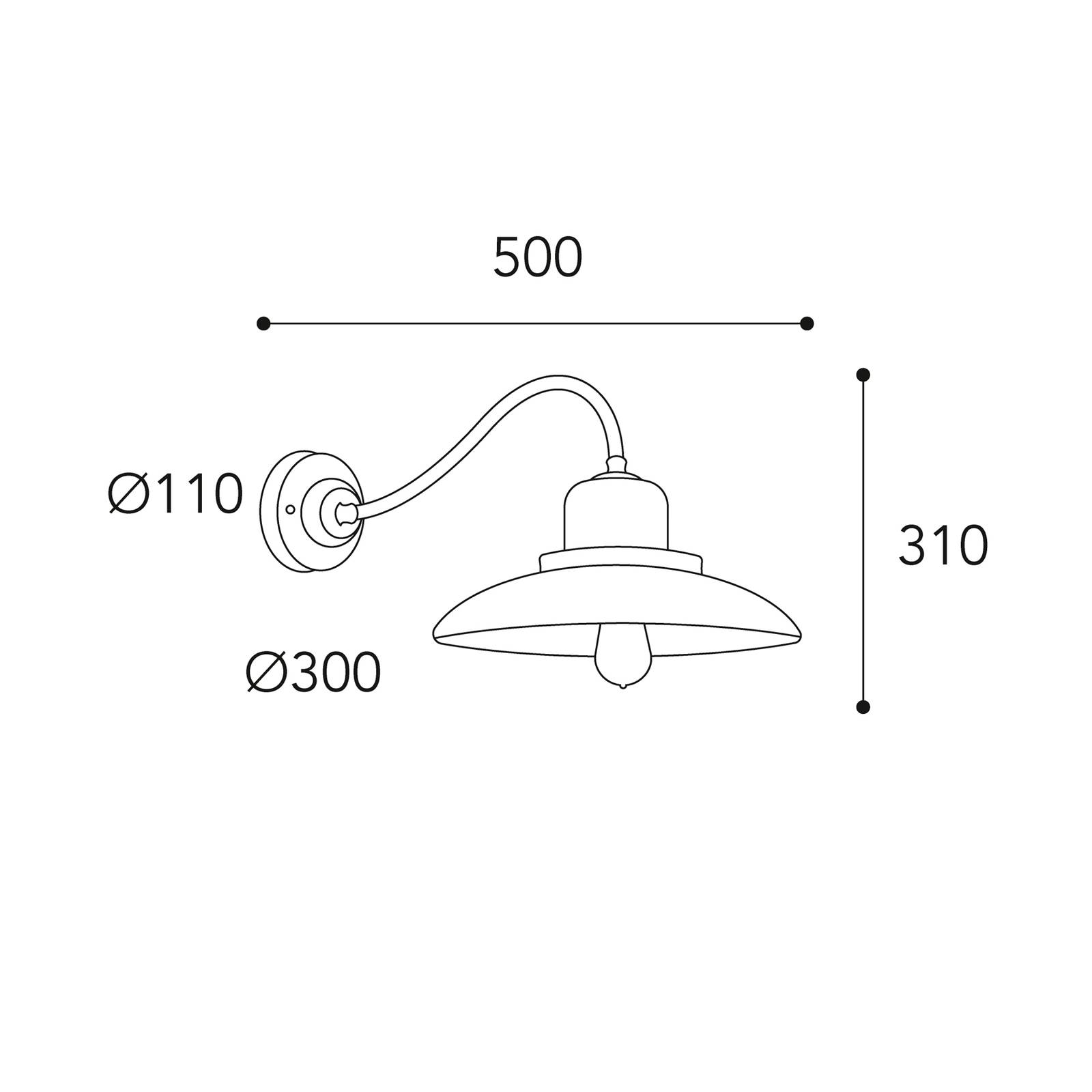 Wandlampe Patio 1690, messing antik von Moretti Luce