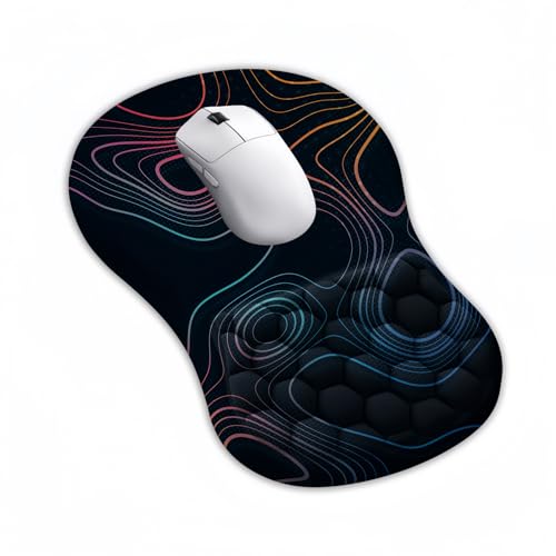 Ergonomisches Mauspad mit Handgelenkstütze Mauspad Gelkissen mit Rutschfester PU-Basis,Mousepad mit Handauflage Memory-Schaumstoff Schmerzlinderung für Büro, Zuhause, Schwarz von Morjakey