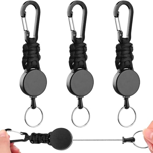 Moseem Schlüsselanhänger Ausziehbar, 3 Stücke Schlüsselband Ausziehbar,Einziehbarer Schlüsselanhänger mit 60cm Stahldrahtseil,Schlüsselkette mit Karabiner Moseem Schlüsselanhänger Ausziehbar, 3 Stücke Schlüsselband Ausziehbar,Einziehbarer Schlüsselanhänger mit 60cm Stahldrahtseil,Schlüsselkette mit Karabiner von Moseem