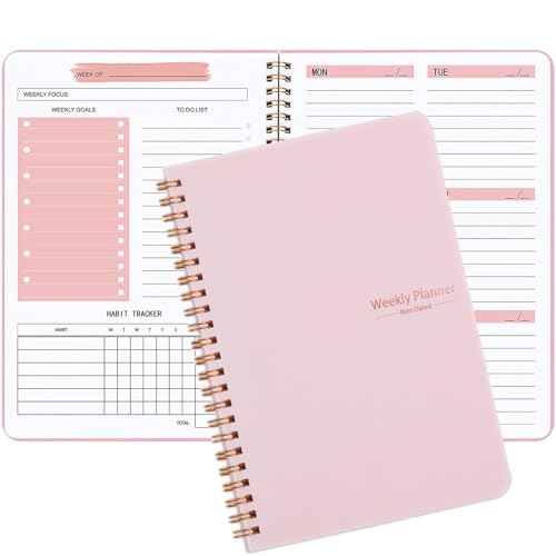 Moseem Wochenplaner, undatiert, A5-Planer, Notizbuch, Tagesplaner, To-Do-Liste, Tagebuch, Wochenzielplaner mit Gewohnheiten-Tracker, 52 Wochen, Planung für College-Arbeit, Adhd-Planer (Rosa) Moseem Wochenplaner, undatiert, A5-Planer, Notizbuch, Tagesplaner, To-Do-Liste, Tagebuch, Wochenzielplaner mit Gewohnheiten-Tracker, 52 Wochen, Planung für College-Arbeit, Adhd-Planer (Rosa) von Moseem