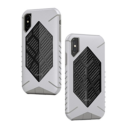 Moshi 99MO086011 Talos für iPhone X - Ultra Fallschutz - Handyhülle mit Karbonstruktur, GripTrak-Technologie. - Hellgrau von Moshi