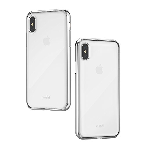 Moshi Vitros Premium Schutzhülle für iPhone X - 30 Jahre Garantie - Stoßfest, Kratzfest,Qi kompatibel (Jet Silber) von Moshi