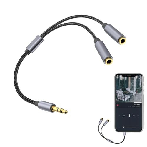 Moslalo 3,5-mm-Audiokabel-Splitter,Audio-Splitter 3,5 mm,Headset-Y-Splitter-Klinkenkabel-Anschlusszubehör - Paar-Adapter-Kopfhöreranschluss mit klarer Klangqualität für Mobiltelefon-Computer-PC von Moslalo