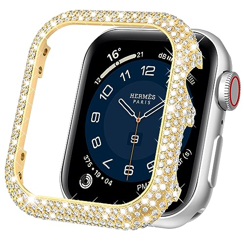 Mosonio Metall-Schutzhülle, kompatibel mit Apple Watch S10, 46 mm, voller glitzernder Metall-Uhrenrahmen für Damen, glänzend und langlebig, Schutzhülle für iWatch Serie 10 (Gold, 46 mm) von Mosonio