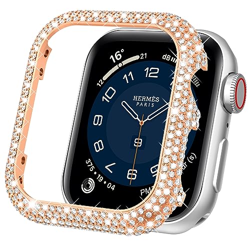 Mosonio Schutzhülle kompatibel mit Apple Watch 44 mm, Full Bling Metallhülle für Frauen, Schutzhülle für iWatch Serie 6 5 4 Se (Roségold, 44 mm) von Mosonio