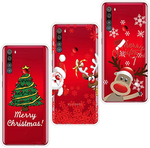 Mosoris [3 Stück Xiaomi Redmi Note 8 (2019/2021) Hülle Silikon Transparent Weiche Durchsichtig Handyhülle Dünn Schutzhülle mit Weihnachten Muster TPU Stoßfest Case für Redmi Note 8, Weihnachtsmann von Mosoris