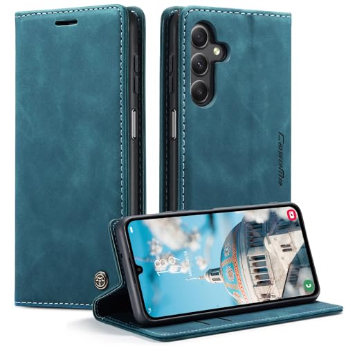 Mosoris Handyhülle für Samsung Galaxy A15 5G Hülle Leder Flip Wallet Stoßfeste Schutzhülle Klapphülle für Samsung A15 Hülle Kartenfach Ständer Kameraschutz Klappbar Lederhüllen Cover Case, Grün von Mosoris