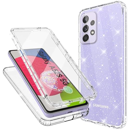 Mosoris Handyhülle für Samsung Galaxy A52s 5G Hülle Glitzer, Samsung A52 4G/5G Hülle mit Eingebautem Displayschutz 360 Grad Stoßfest Schutzhülle Soft Silikon Bumper Transparent Slim Flexible TPU Case von Mosoris