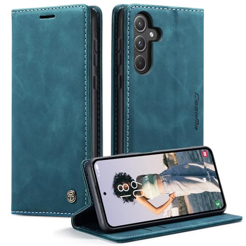 Mosoris Handyhülle für Samsung Galaxy A55 5G Hülle Leder Flip Wallet Stoßfeste Schutzhülle Klapphülle für Samsung A55 Hülle Kartenfach Ständer Kameraschutz Klappbar Lederhüllen Cover Case, Grün von Mosoris