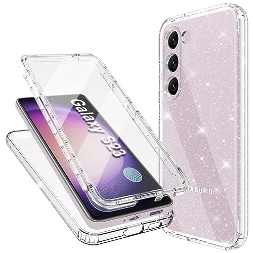 Mosoris Handyhülle für Samsung Galaxy S23 Hülle Glitzer mit Eingebautem Displayschutz 360 Grad Stoßfest Schutzhülle Soft Silikon Bumper Transparent Slim Flexible TPU Case Cover von Mosoris