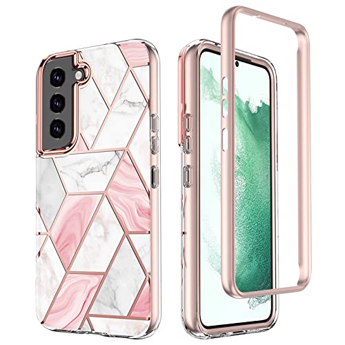 Mosoris Marmor Hülle für Samsung S22 Plus 5G Handyhülle, TPU Silikon Cover Glitzer Schutzhülle mit Marble Muster Ultra Dünn Flexibel Glänzend Bumper Case für Samsung Galaxy S22+ 5G (6.55"), Rosa von Mosoris