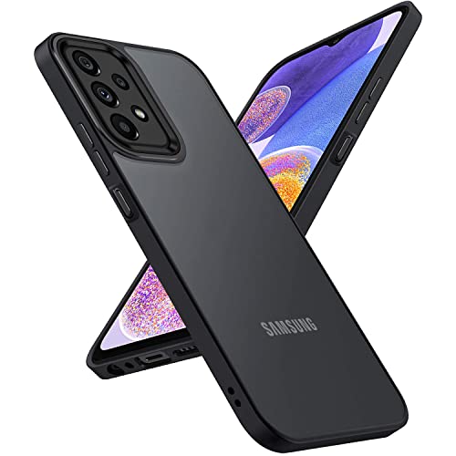 Mosoris Samsung Galaxy A23 5G Hülle Premium Matte TPU Silikon Case Hartschale Rückseite Starre Kratzfest Stoßfest Fallschutz Schutzhülle Dünn und Griffig Handyhülle Samsung A23 4G/5G Hülle, Schwarz von Mosoris