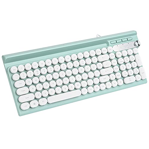 Mosptnspg Kabelgebundene Membran-Tastatur, Punk, kompakt, volle Größe, 102 Tasten, USB-Tastatur mit Handy-Halterung für Windows/PC/Laptop (Weiß Cyan) von Mosptnspg