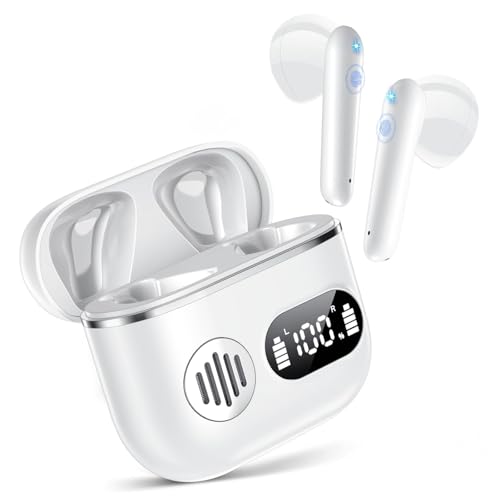 Mosyxe Sports Bluetooth-Kopfhörer, Bluetooth 5.3 Stereo Hi-Fi Kopfhörer Wireless Kopfhörer mit 4 HD Mics, 42 Stunden Wiedergabe und LED-Display, Wireless Earbuds mit CVC Geräuschunterdrückung, Weiß Mosyxe Sports Bluetooth-Kopfhörer, Bluetooth 5.3 Stereo Hi-Fi Kopfhörer Wireless Kopfhörer mit 4 HD Mics, 42 Stunden Wiedergabe und LED-Display, Wireless Earbuds mit CVC Geräuschunterdrückung, Weiß von Mosyxe