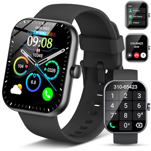 Smartwatch Herren Damen, 1,96" HD Fitnessuhr Smart Watch mit Telefonfunktion, Fitness Tracker Sportuhr mit Pulsmesser Schlafmonitor Schrittzähler, 113+Sportmodi, IP68 Wasserdicht Uhr für iOS Android von Motast