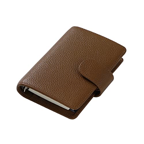 Moterm A8 Regular Ringe Planer - Echtes Leder Binder Organizer Geldbörse (Kiesel-Schokolade, 15mm Ring) von Moterm