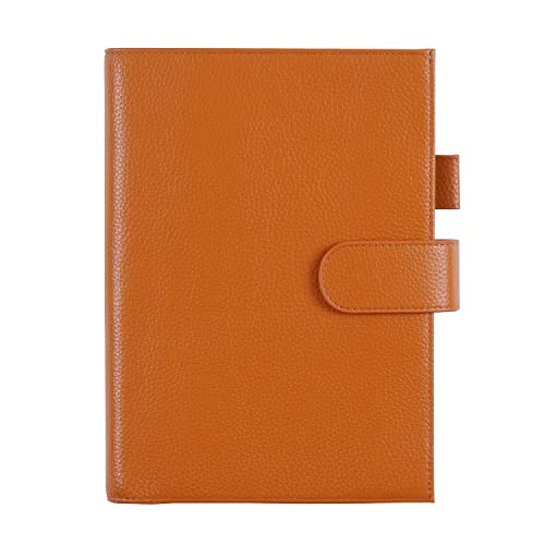 Moterm Leder Cover für A5 Notizbuch - Passt Hobonichi Cousin,Stalogy und Midori MD Planer,mit Stiftschlaufe,Kartenfächer und hintere Tasche (Kiesel-Gebranntes orange) von Moterm