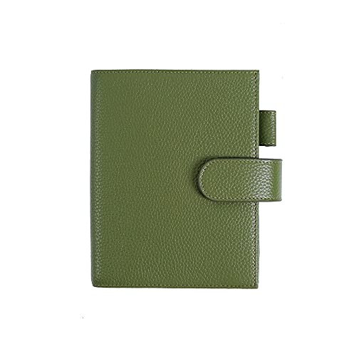 Moterm Leder Cover für A6 Notizbuch - Passt Hobonichi Cousin,Stalogy und Midori MD Planer,mit Stiftschlaufe,Kartenfächer und hintere Tasche (Kiesel-Olivegrün) von Moterm