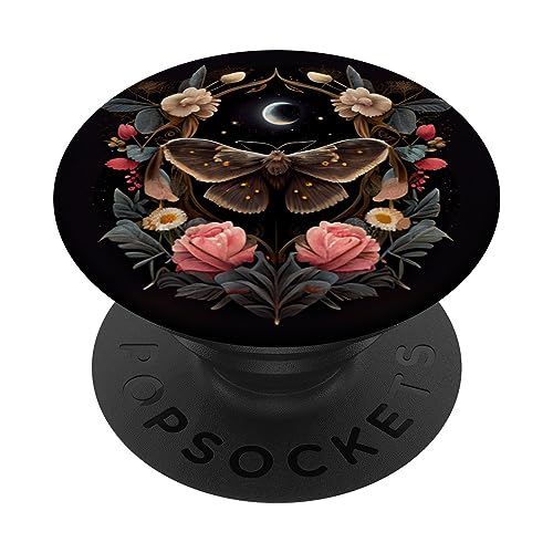 Motte Mond Blumen Astrologie Himmlisch PopSockets Klebender PopGrip Motte Mond Blumen Astrologie Himmlisch PopSockets Klebender PopGrip von Moth Merch