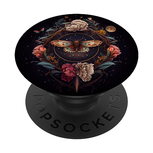 Motte Mond Blumen Astrologie Himmlisch PopSockets mit austauschbarem PopGrip von Moth Merch