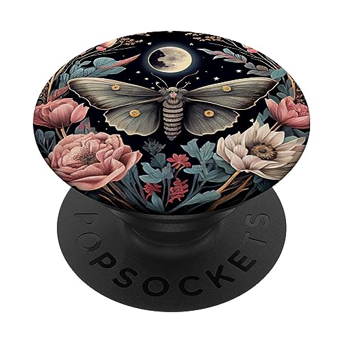 Motte Mond Blumen Astrologie Himmlisch PopSockets Klebender PopGrip Motte Mond Blumen Astrologie Himmlisch PopSockets Klebender PopGrip von Moth Merch