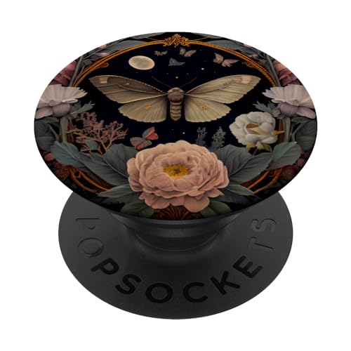 Motte Mond Blumen Astrologie Himmlisch PopSockets mit austauschbarem PopGrip von Moth Merch