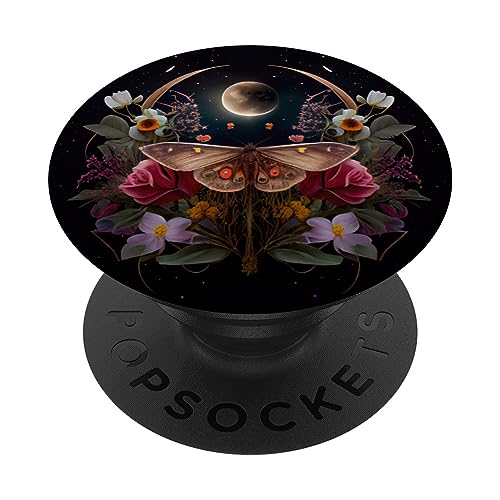 Motte Mond Blumen Astrologie Himmlisch PopSockets Klebender PopGrip Motte Mond Blumen Astrologie Himmlisch PopSockets Klebender PopGrip von Moth Merch