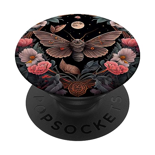 Motte Mond Blumen Astrologie Himmlisch PopSockets Klebender PopGrip Motte Mond Blumen Astrologie Himmlisch PopSockets Klebender PopGrip von Moth Merch