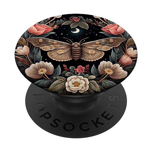 Motte Mond Blumen Astrologie Himmlisch PopSockets Klebender PopGrip Motte Mond Blumen Astrologie Himmlisch PopSockets Klebender PopGrip von Moth Merch